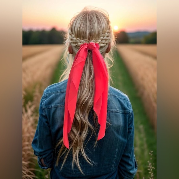 a new day Target Red Satin Long Tail Hair Twister Scrunchie - Picture 6 of 10